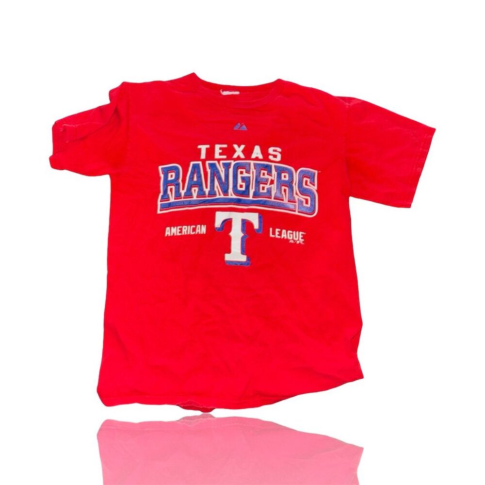 Texas Rangers MLB Majestic Men's Large Red Graphic T-Shirt
